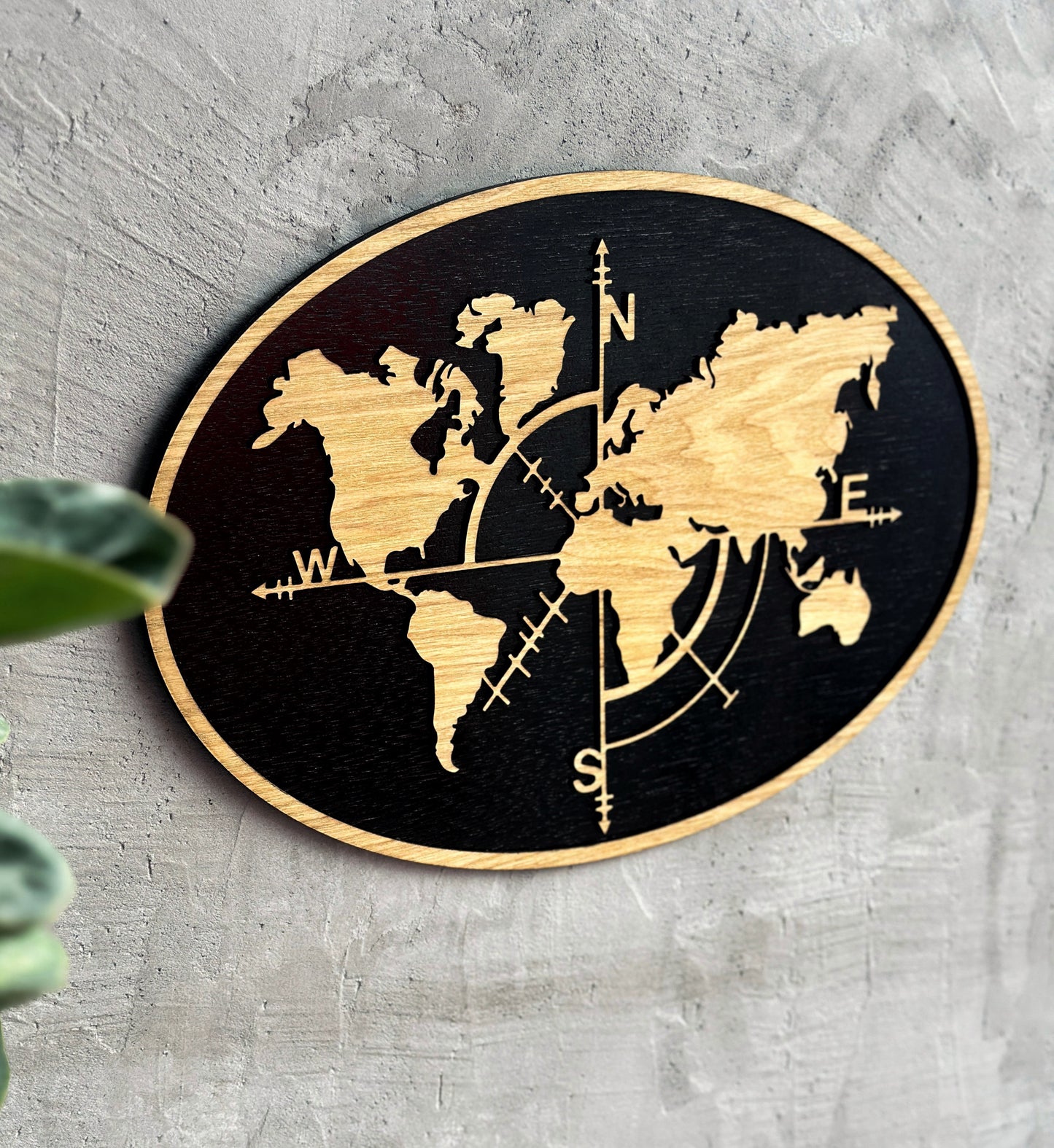 World Map wood sign 3D wall decorations